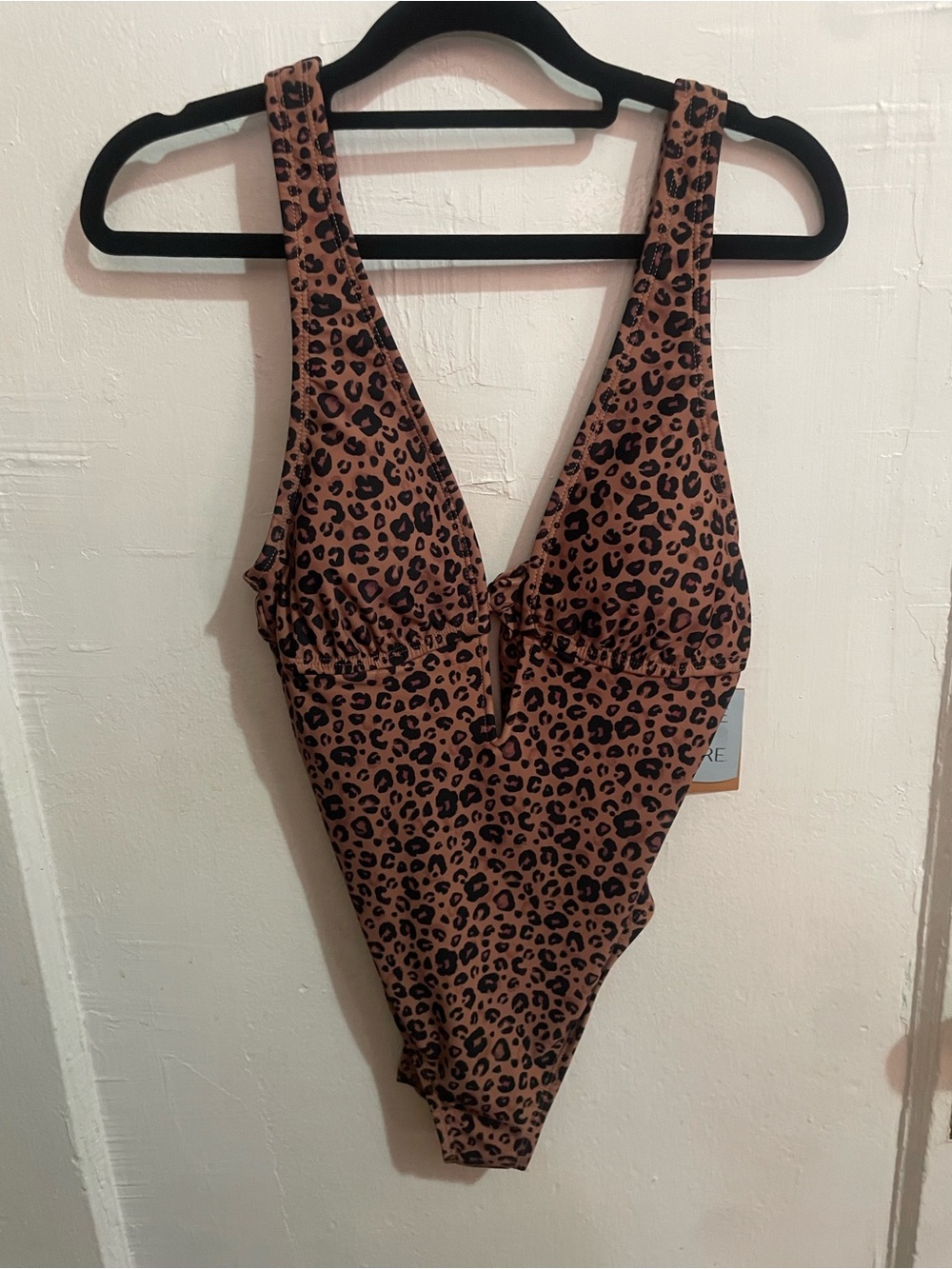 Leopard Print One-Piece Swimsuit - Brown & Black
